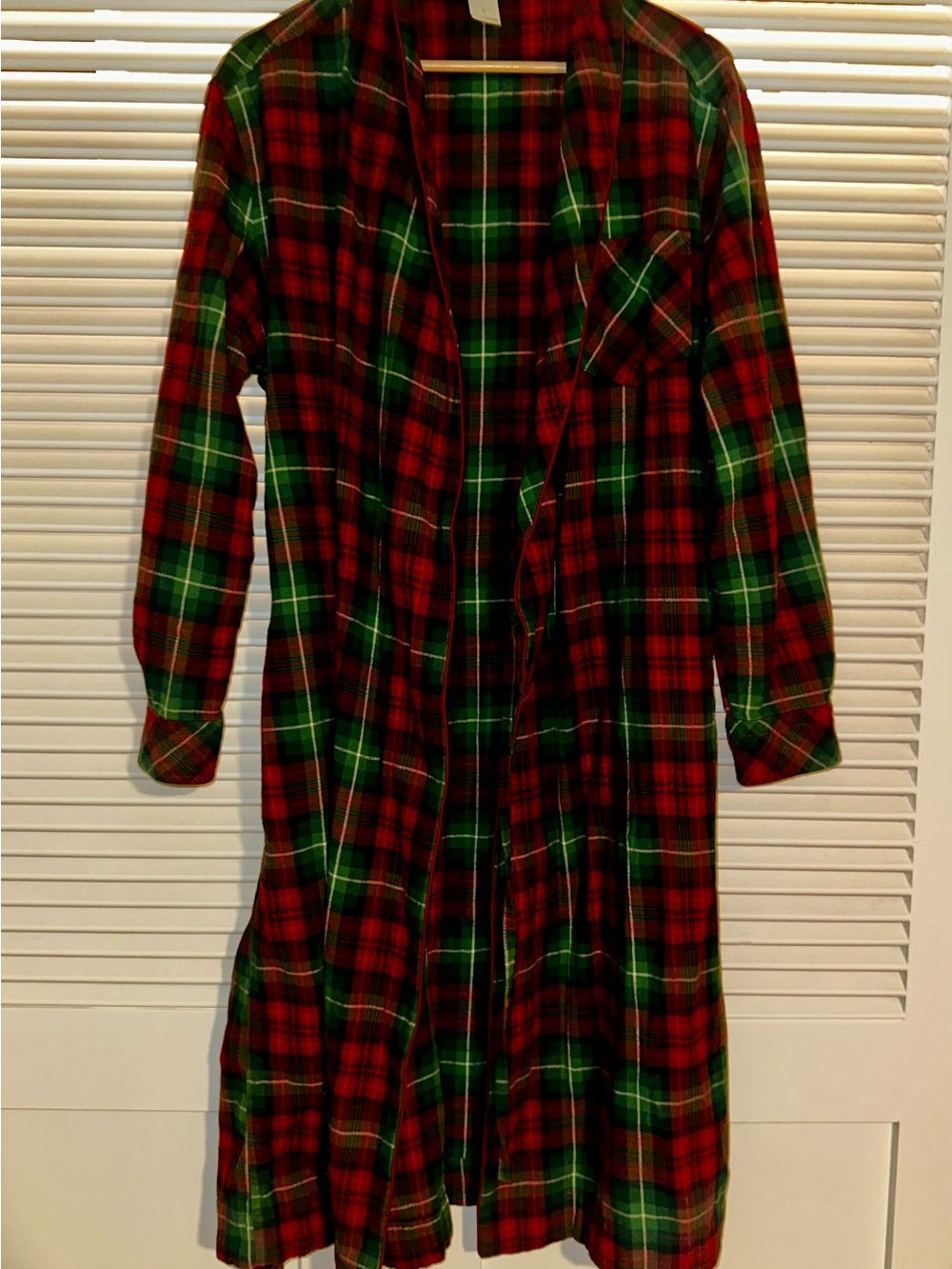 Duluth Plaid Longline Open Front Jacket Coat - Red & Green